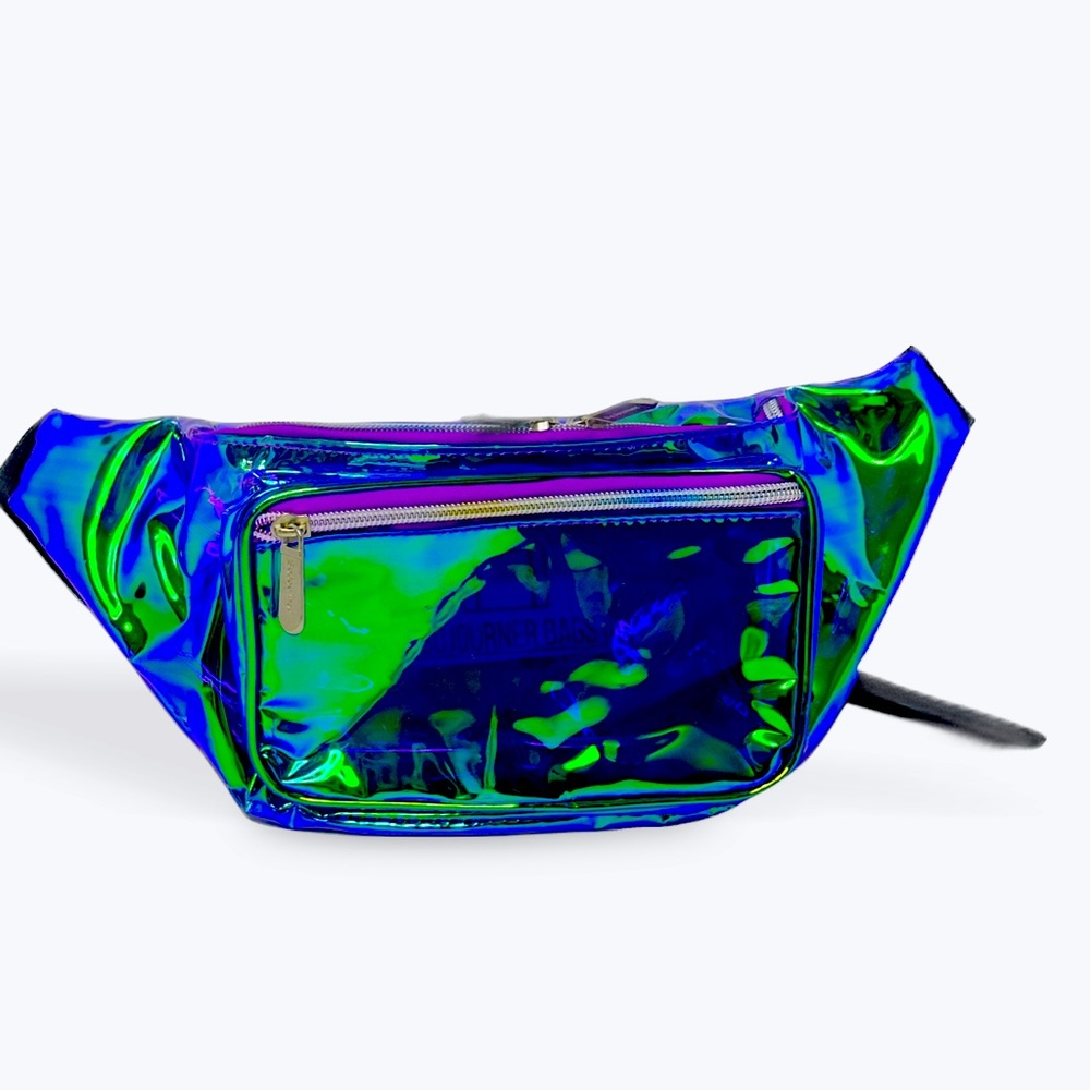SOJOURNER Holographic Purple Fanny Pack Waist Bag with Adjustable Belt